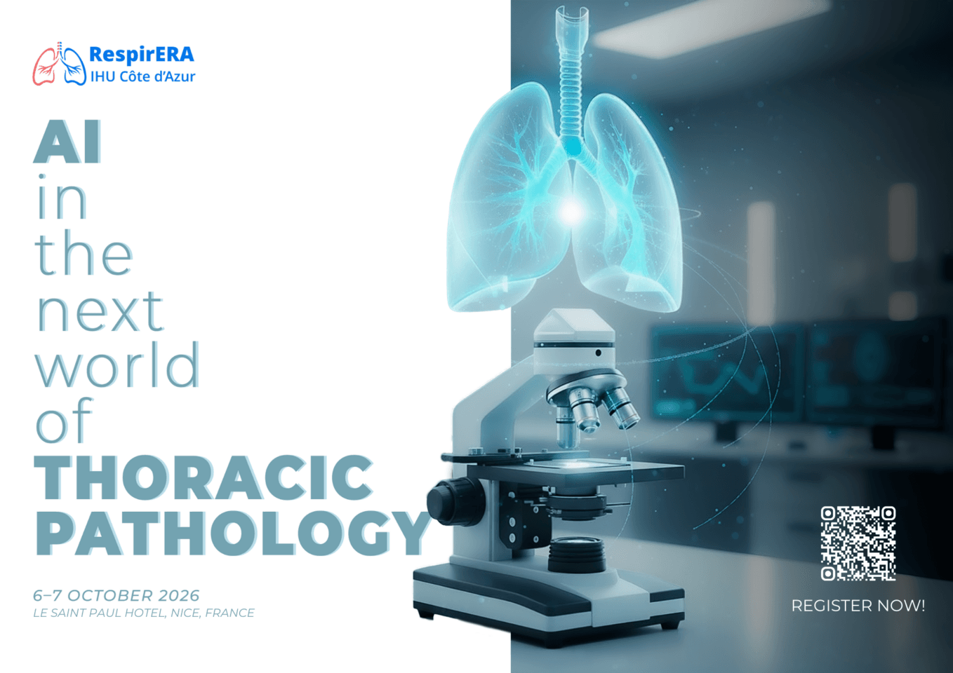 Congrès international à Nice pour explorer l'impact de l’IA en pathologie thoracique et ses applications cliniques en santé respiratoire.